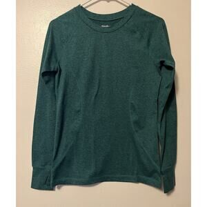 Eddie Bauer Women Small Green Top Long Sleeve Base Layer Thumbhole Stretchy